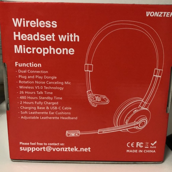 vonztek Headphones Vonztek Wireless Headset With Charging Base